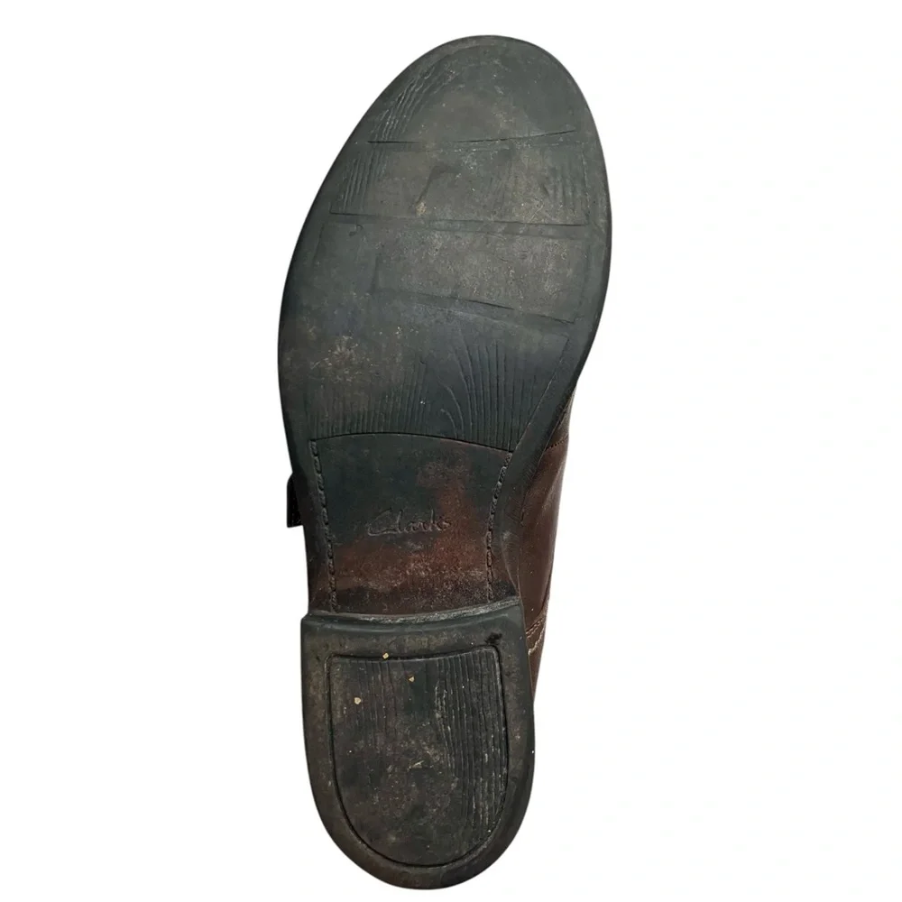 Clarks Brown Leather Delsin Stride Monk Strap Loafer Men’s Size 9.5M